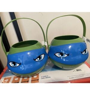 2 Teenage Mutant Ninja Turtles Leonardo HALLOWEEN Trick or Treat Candy Bucket